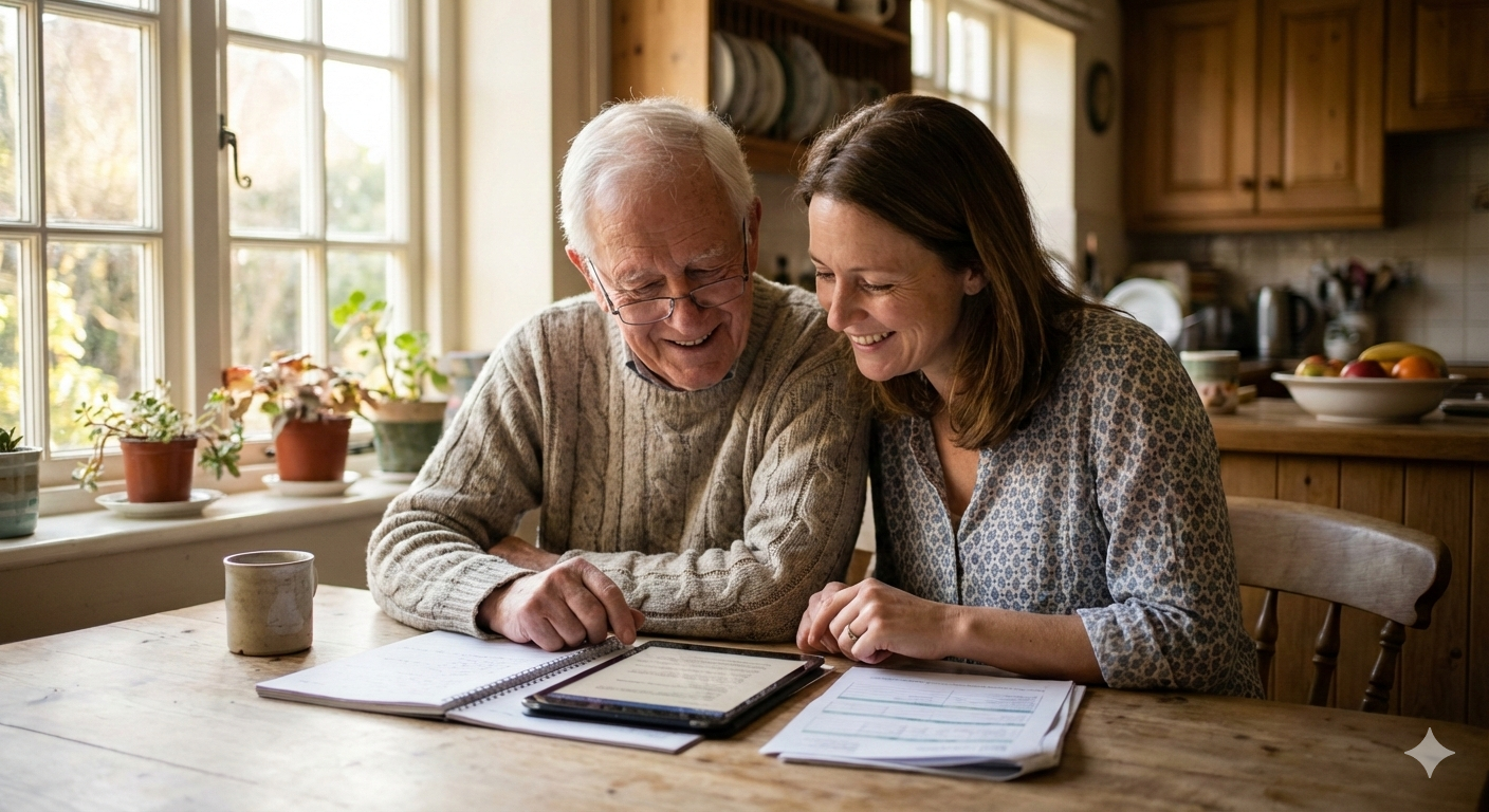 Farm house kitchen with smart home monitoring setup