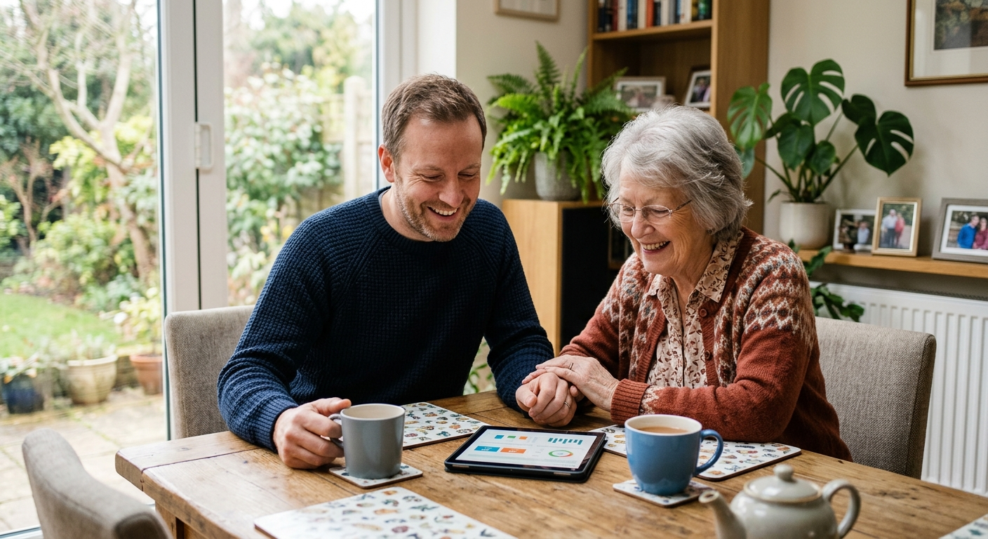 Living room setup showing a calm and safe home environment